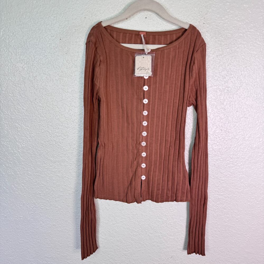 Free People Tilly Cardigan Womens XS Long Sleeve Cardi Ribbed Button Sweater Top